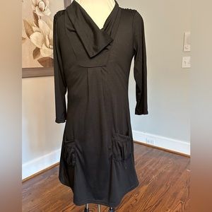 NWT Reborn Casual black dress with front pockets Size L